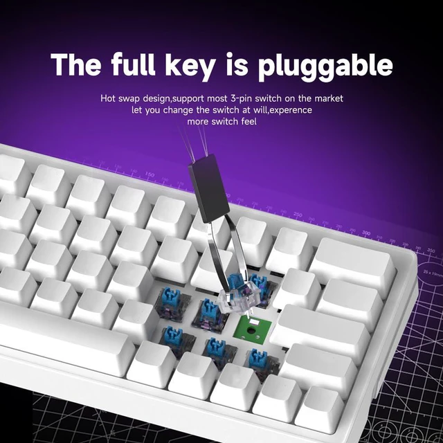 Alt view image 3 of 5 - abucow 60% Mechanical Gaming Keyboard Blue Switch Wired Compact Keyboard with RGB Backlight Anti-Ghosting No-Conflict 63 Swappable keycaps Ergonomic Design for Windows/Mac
