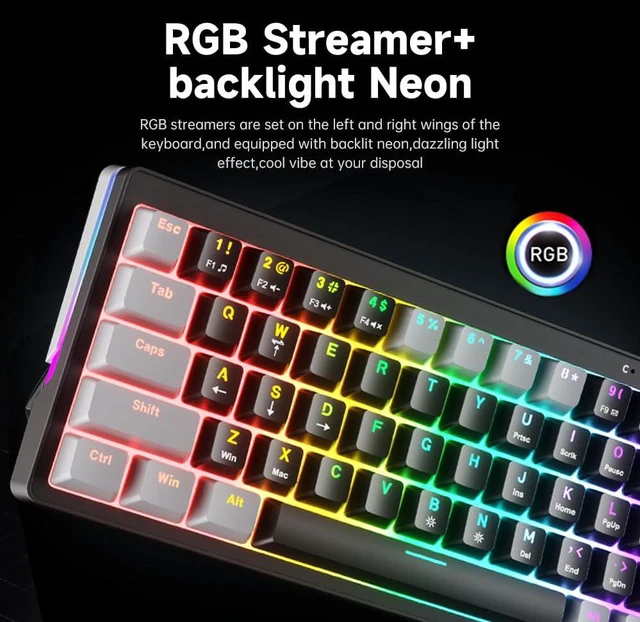 Alt view image 5 of 5 - abucow 60% Mechanical Gaming Keyboard Blue Switch Wired Compact Keyboard with RGB Backlight Anti-Ghosting No-Conflict 63 Swappable keycaps Ergonomic Design for Windows/Mac