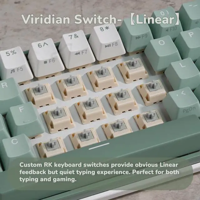 Alt view image 7 of 7 - RK ROYAL KLUDGE RK61 Plus Wireless Gaming Keyboard, 60 Percent Mechanical Keyboard with Bluetooth/2.4Ghz/USB Wired, RGB Custom Keyboards for Win/Mac, PC Game, Hot Swappable Silent Linear Switch, Green