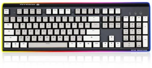 Main image of Hexgears GK735 Wired Full Size Mechanical Keyboard, Aluminum Housing Built for Gamers w/Kailh Box White Switch, White Backlit + Surrounded by RGB Light Strip, 104 Keys Gaming Keyboard for PC/Mac