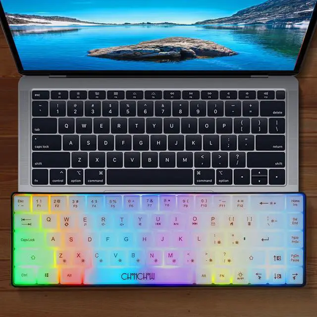 Alt view image 4 of 7 - CHONCHOW Mini 60% Gaming Keyboard, Rainbow RGB Backlit 68 Keys Small Compact Keyboard, Transparent USB Wired Gaming Keyboards for Windows Laptop PC Mac Xbox PS4 PS5 Gamer