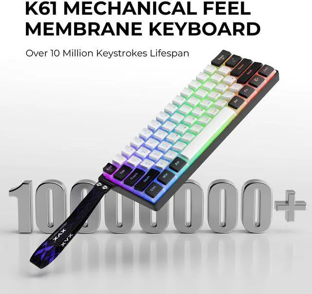 Alt view image 3 of 7 - OHY 60% Gaming Keyboard,Wired Backlit Mini Membrane Keyboard, Strong Mechanical Feel for PC/Mac Gamer, Typist, Travel, Easy to Carry on Business Trip(61 Keys)-Black