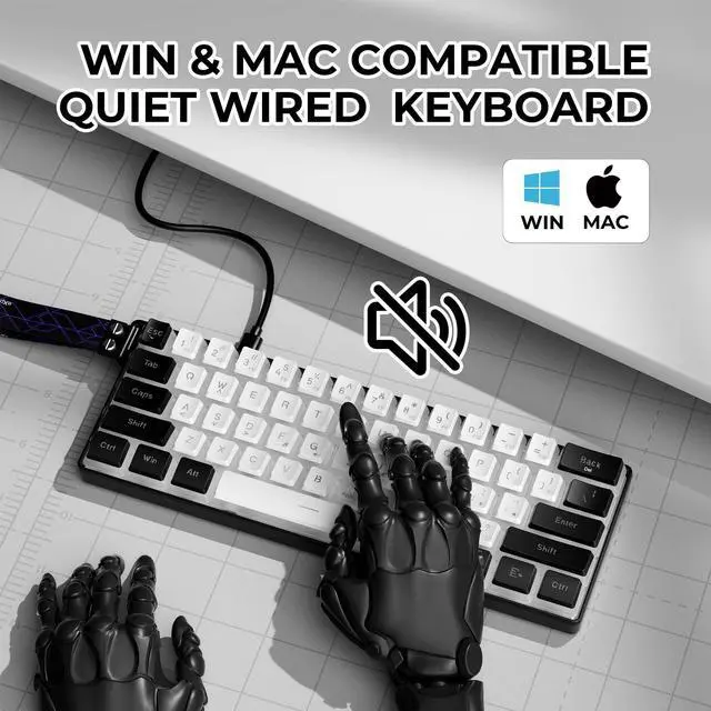 Alt view image 6 of 7 - OHY 60% Gaming Keyboard,Wired Backlit Mini Membrane Keyboard, Strong Mechanical Feel for PC/Mac Gamer, Typist, Travel, Easy to Carry on Business Trip(61 Keys)-Black