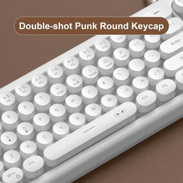 Alt view image 6 of 7 - MageGee Typewriter Style 60 Percent Keyboard, Life Waterproof Gaming Keyboard with RGB Backlit Small Compact Portable 60% Keyboards (Milky White)