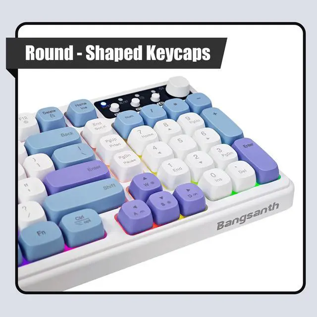 Alt view image 4 of 7 - Bangsanth Wireless Keyboard, RGB Backlight Keyboard, Tri-Mode BT5.0/2.4GHz/USB-C, 99-Key Creamy, Anti-ghosting Keys, Compatible with PC, Mac, Gaming Consoles