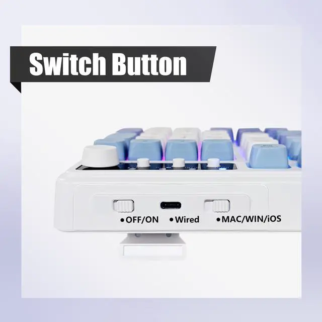 Alt view image 7 of 7 - Bangsanth Wireless Keyboard, RGB Backlight Keyboard, Tri-Mode BT5.0/2.4GHz/USB-C, 99-Key Creamy, Anti-ghosting Keys, Compatible with PC, Mac, Gaming Consoles