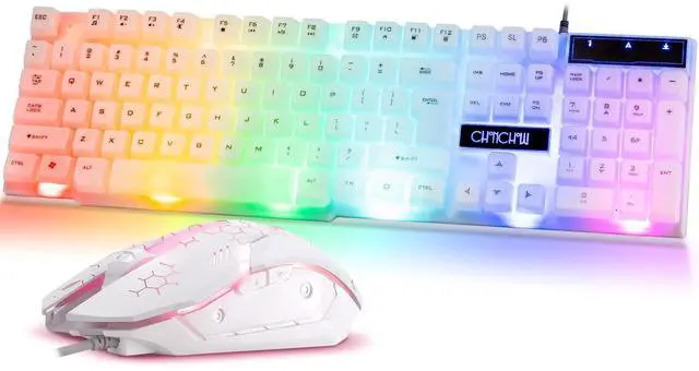 CHONCHOW RGB Gaming Keyboard and Mouse Combo,USB Wired Light Up Keyboard, Rainbow LED Lit Backlight Keyboard Mouse Set for Computer Windows PC PS4 Xbox Laptop iMac Resberry Pi