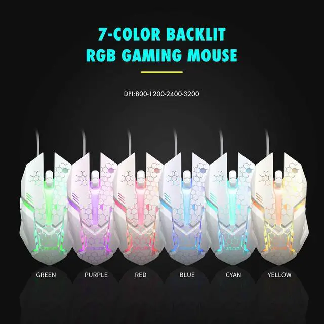 Alt view image 5 of 7 - CHONCHOW RGB Gaming Keyboard and Mouse Combo,USB Wired Light Up Keyboard, Rainbow LED Lit Backlight Keyboard Mouse Set for Computer Windows PC PS4 Xbox Laptop iMac Resberry Pi