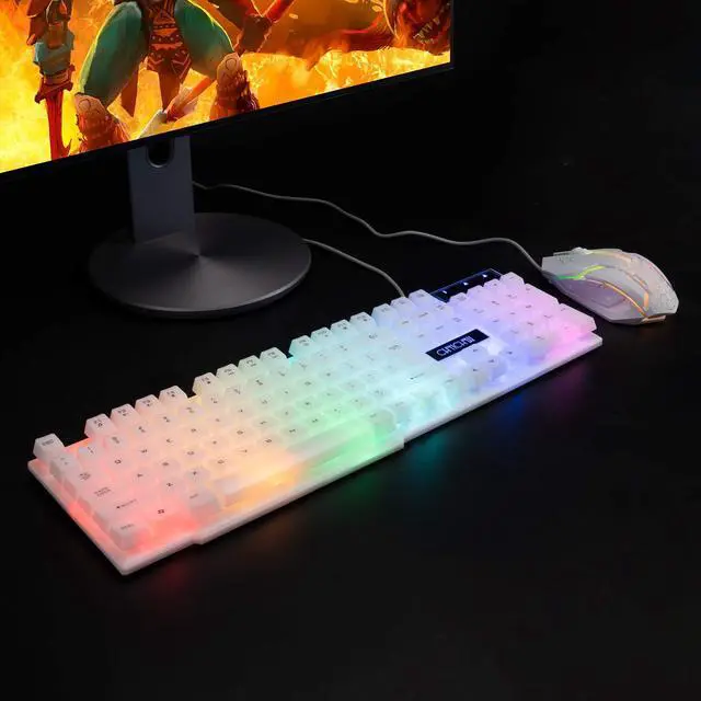 Alt view image 7 of 7 - CHONCHOW RGB Gaming Keyboard and Mouse Combo,USB Wired Light Up Keyboard, Rainbow LED Lit Backlight Keyboard Mouse Set for Computer Windows PC PS4 Xbox Laptop iMac Resberry Pi