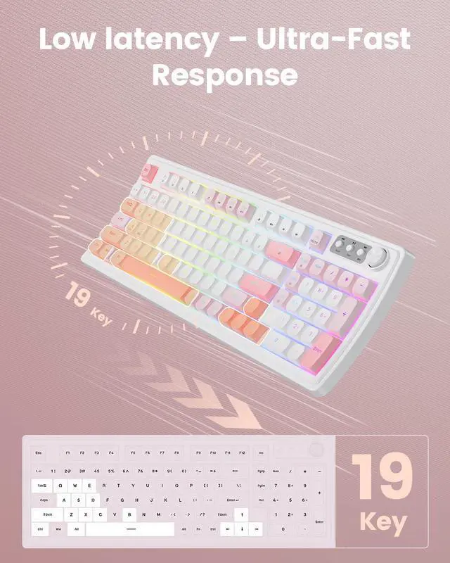 Alt view image 5 of 7 - SABLUTE Wired Gaming Keyboard and Mouse, RGB Backlit Mechanical Feel Keyboard and Mouse, Multimedia Knob & Anti-Ghosting Ergonomic Premium Leather Wrist Rest for Game (Pink)