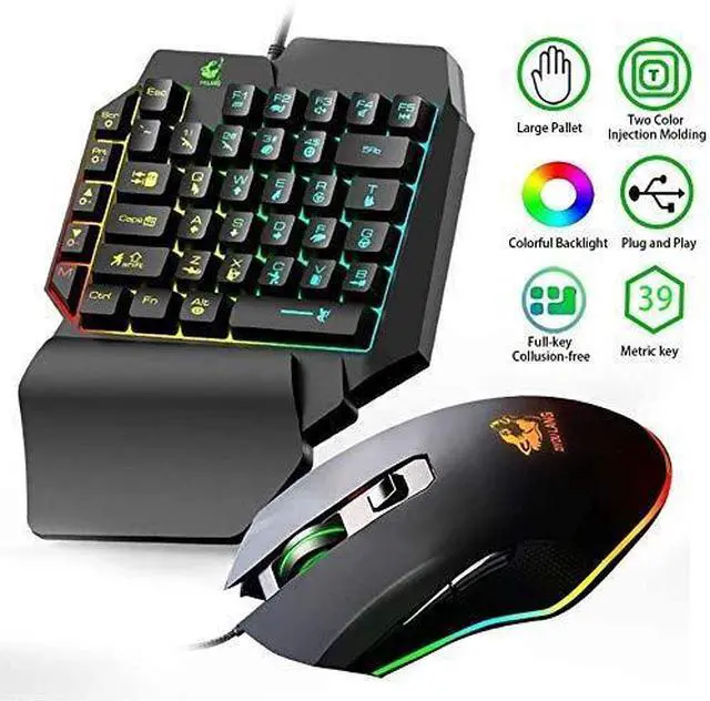 Alt view image 2 of 7 - Gaming Keyboard and Mouse Combo, Wired 39 Keys Mechanical Feeling Rainbow LED Backlit Keyboard and RGB Gaming Mouse and LED Backlit Converter Compatible with PS4/Xbox One/Nintendo Switch/PS3 /PC