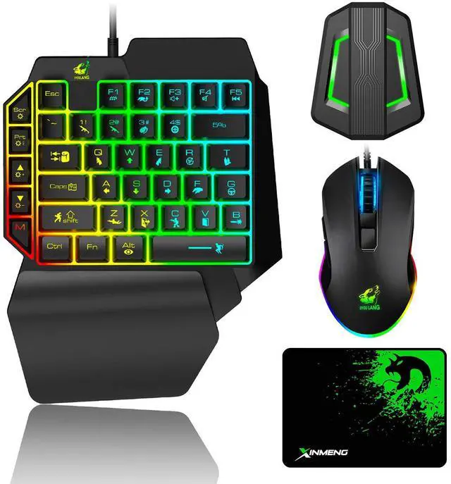 Main image of Gaming Keyboard and Mouse Combo, Wired 39 Keys Mechanical Feeling Rainbow LED Backlit Keyboard and RGB Gaming Mouse and LED Backlit Converter Compatible with PS4/Xbox One/Nintendo Switch/PS3 /PC