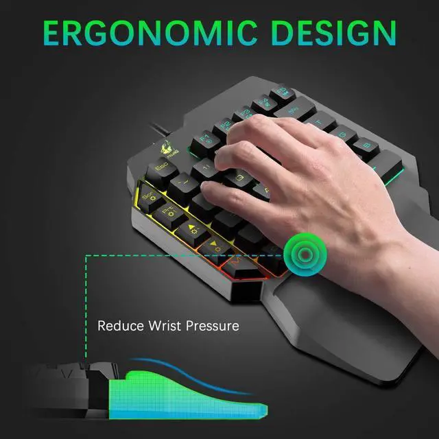 Alt view image 5 of 7 - Gaming Keyboard and Mouse Combo, Wired 39 Keys Mechanical Feeling Rainbow LED Backlit Keyboard and RGB Gaming Mouse and LED Backlit Converter Compatible with PS4/Xbox One/Nintendo Switch/PS3 /PC