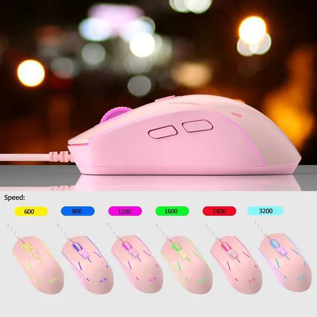 Alt view image 3 of 7 - MageGee GT838 Gaming Keyboard and Mouse Combo, 104 Keys RGB Backlit Quiet Wired Keyboards for Laptop PC MAC, with Number Pad, Metal Panel, Anti-Ghosting, Pink