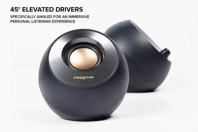 Alt view image 7 of 7 - Creative Pebble V2 - Minimalistic 2.0 USB-C Powered Desktop Speakers, 3.5 mm AUX-in, Up to 8W RMS Power for Computers and Laptops, Type-A Adapter Included and Extended Cable (Black)