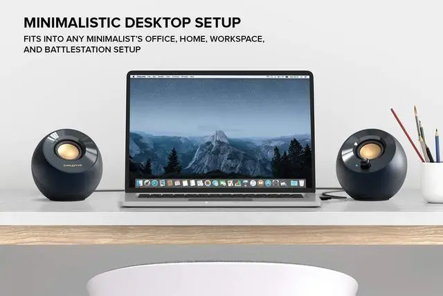Alt view image 5 of 7 - Creative Pebble V2 - Minimalistic 2.0 USB-C Powered Desktop Speakers, 3.5 mm AUX-in, Up to 8W RMS Power for Computers and Laptops, Type-A Adapter Included and Extended Cable (Black)