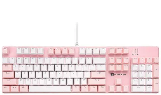 Main image of Wired Mechanical Keyboard | Brown Switch | 104 Keys US Layout | Hot Swappable & Silent | Pink & White Combo