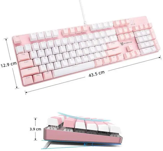 Alt view image 4 of 7 - Wired Mechanical Keyboard | Brown Switch | 104 Keys US Layout | Hot Swappable & Silent | Pink & White Combo