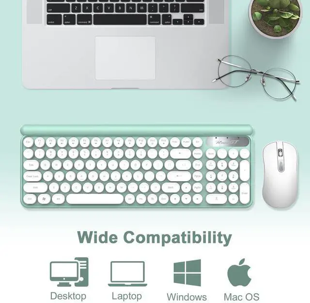 Alt view image 6 of 7 - RaceGT Wireless Typewriter Keyboard and Mouse - Wireless Keyboard with Silent Mouse, Cute Retro Keyboard Mouse Combo, 2.4G Cordless USB Computer Keyboard Mouse Set for Windows Laptop/Desktop/PC