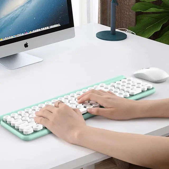 Alt view image 7 of 7 - RaceGT Wireless Typewriter Keyboard and Mouse - Wireless Keyboard with Silent Mouse, Cute Retro Keyboard Mouse Combo, 2.4G Cordless USB Computer Keyboard Mouse Set for Windows Laptop/Desktop/PC