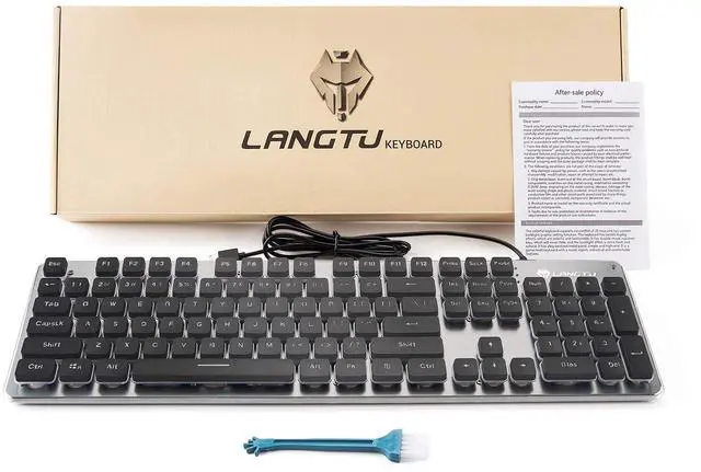 Alt view image 7 of 7 - LANGTU Membrane Gaming Keyboard, Colorful LED Backlit Quiet Keyboard for Study, All-Metal Panel USB Wired 25 Keys Anti-ghosting Computer Keyboard 104 Keys - L1 Black/Silver