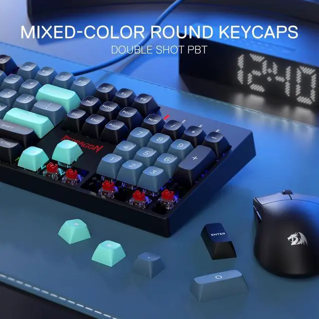 Alt view image 3 of 7 - K582 SE Wired RGB Gaming Keyboard, 104 Keys Mechanical Keyboard w/Mixed Color Round PBT Keycaps, Dynamic 16.8M RGB Backlit & Linear Red Switch, Redefine Software Supported