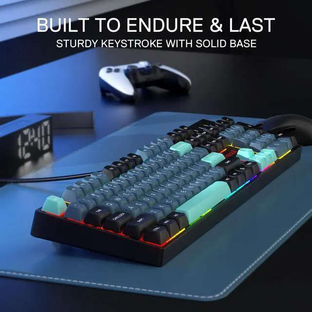 Alt view image 6 of 7 - K582 SE Wired RGB Gaming Keyboard, 104 Keys Mechanical Keyboard w/Mixed Color Round PBT Keycaps, Dynamic 16.8M RGB Backlit & Linear Red Switch, Redefine Software Supported