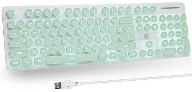 Main image of iTastatur Typewriter Keyboard 104-key Punk Gaming Retro Keyboard LED White Backlit Cute Keyboard with Wired USB Suitable for PC/Win/Mac/Laptop Computer KeyboardGreen