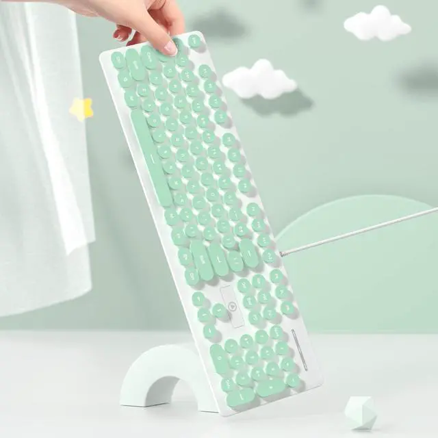 Alt view image 3 of 6 - iTastatur Typewriter Keyboard 104-key Punk Gaming Retro Keyboard LED White Backlit Cute Keyboard with Wired USB Suitable for PC/Win/Mac/Laptop Computer KeyboardGreen