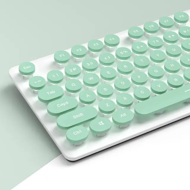 Alt view image 4 of 6 - iTastatur Typewriter Keyboard 104-key Punk Gaming Retro Keyboard LED White Backlit Cute Keyboard with Wired USB Suitable for PC/Win/Mac/Laptop Computer KeyboardGreen