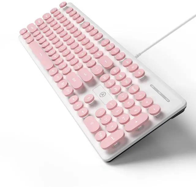 Alt view image 5 of 6 - iTastatur Typewriter Keyboard 104-key Punk Gaming Retro Keyboard LED White Backlit Cute with Wired USB Suitable for PC/Win/Mac/Laptop Computer KeyboardPink