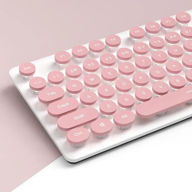 Alt view image 4 of 6 - iTastatur Typewriter Keyboard 104-key Punk Gaming Retro Keyboard LED White Backlit Cute with Wired USB Suitable for PC/Win/Mac/Laptop Computer KeyboardPink