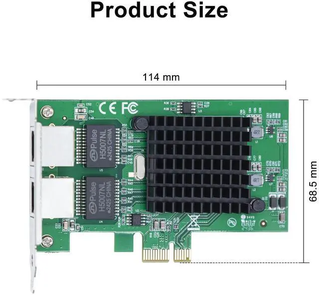 Alt view image 4 of 7 - Vszerda Gigabit Dual NIC with Intel 82576 Chip, 1Gb Network Card Compare to Intel E1G42ET NIC, 2 RJ45 Ports, PCI Express 2.1 X1, Ethernet Card with Low Profile for Windows/Windows Server/Linux