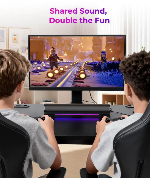 Alt view image 6 of 7 - Auphyra Computer Speakers for Desktop PC, Gaming PC Sound Bar, Plug and Play - USB Power with 3.5mm Audio, RGB Gradient Lighting, One-knob Control, for Computers/Laptops/Monitors