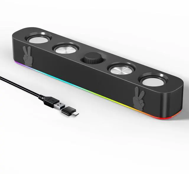 Main image of Uakinat USB Computer Speakers,Wired USB-Powered Bluetooth Computer Sound Bar with RGB & Volume Knob for PC Desktop Computer and Laptops(Black)