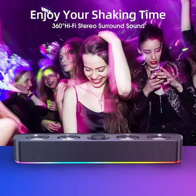 Alt view image 7 of 7 - Uakinat USB Computer Speakers,Wired USB-Powered Bluetooth Computer Sound Bar with RGB & Volume Knob for PC Desktop Computer and Laptops(Black)