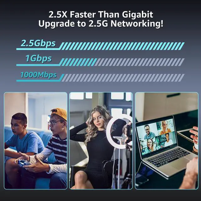 Alt view image 2 of 6 - 2.5G PCIe Network Card, YuanLey 2.5 Gigabit PCI Express Ethernet Adapter with Realtek RTL8125B, 2500Mbps NIC Card RJ45 LAN Controller for PC Windows/Linux/MAC OS with Low-Profile Bracket