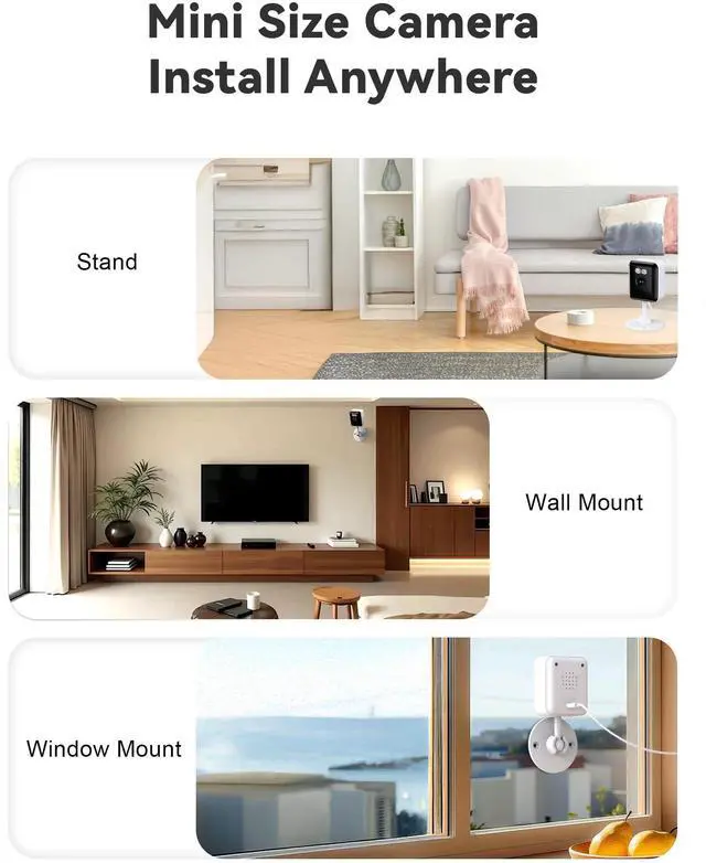 Alt view image 2 of 7 - 2K Cameras for Home Security, 2.4/5GHz Wi-Fi 6 Indoor Camera for Dog/Pet/Nanny/Baby with US Phone App, AI Text Recognition, Smart Search, Color Night Vision,2 Way Talk Mini Cam,Human Detection,2 Packs