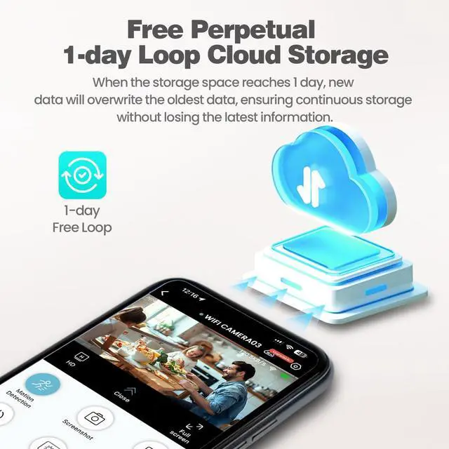 Alt view image 5 of 7 - Hidden Camera, 2025 Nanny Cam for Home | Motion Detection Without WiFi, Free 1-Year Cloud Storage, 4K HD Day & Night Recording Smart Mini Camera for Home/Baby/Pet (Black)