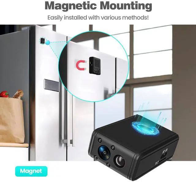 Alt view image 6 of 7 - Hidden Camera, 2025 Nanny Cam for Home | Motion Detection Without WiFi, Free 1-Year Cloud Storage, 4K HD Day & Night Recording Smart Mini Camera for Home/Baby/Pet (Black)