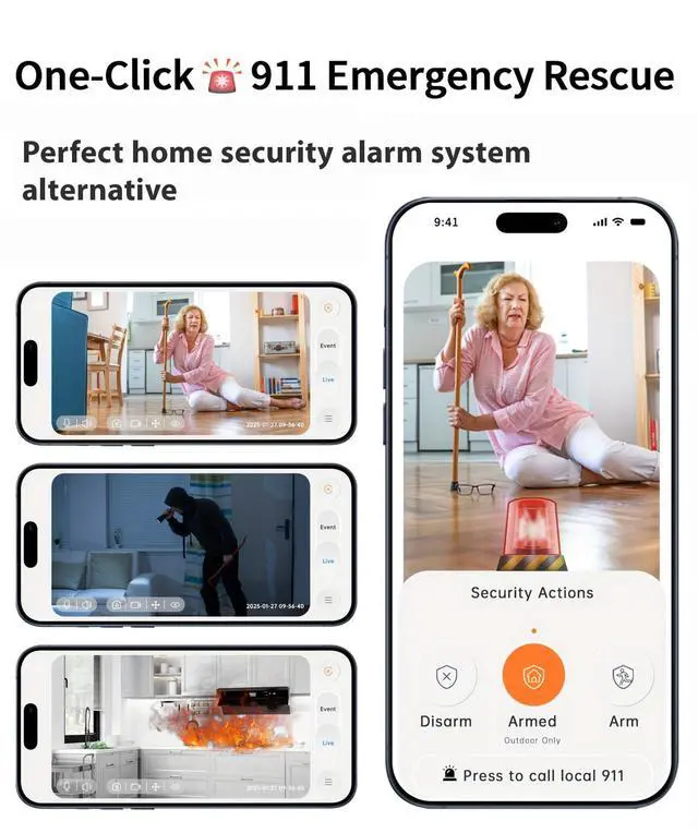 Alt view image 5 of 7 - 2K Cameras for Home Security, 2.4/5GHz Wi-Fi 6 Indoor Camera for Dog/Pet/Nanny/Baby with US Phone App, AI Text Recognition, Smart Search, Color Night Vision,2 Way Talk Mini Cam,Human Detection,2 Packs