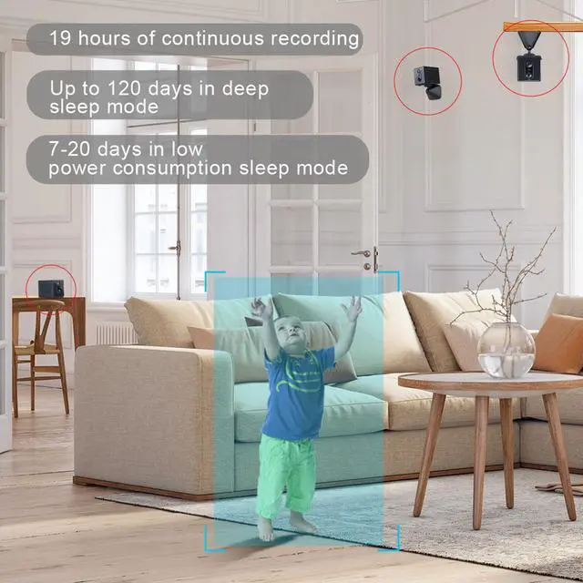 Alt view image 6 of 7 - 5G Mini Spy Camera with 4K WiFi Hidden Wireless Nanny Cam for Indoor Home Security, Night Vision, AI Human Detection, 90-Day Standby, camaras espias ocultas,and Phone App Control(APP:O-KAM Pro)