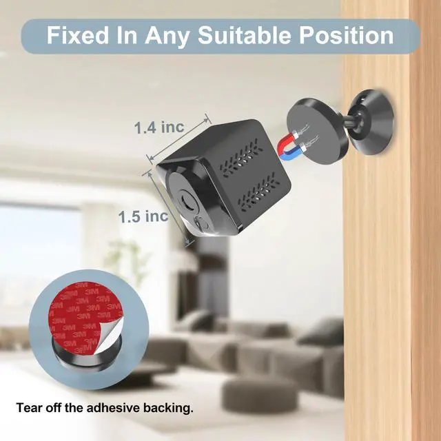 Alt view image 4 of 7 - Mini Camera Wireless Indoor Security Camera with Night Vision: Motion Detection, Dual Storage (Cloud/SD), App Control, Magnetic Mount for Home/Office/Baby/Pet 24/7 Monitoring (Black)