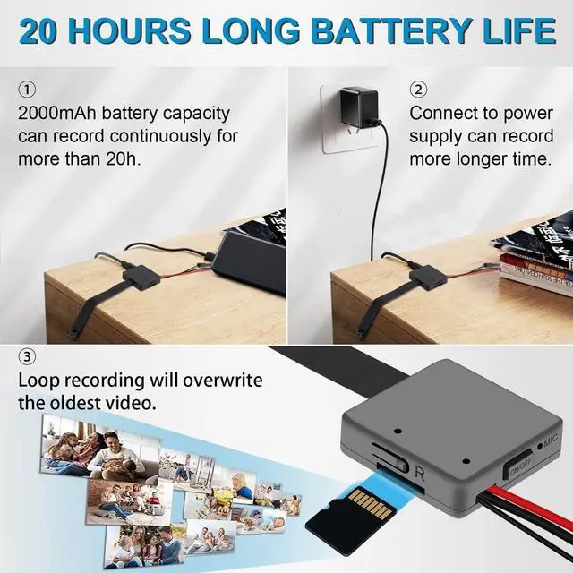 Alt view image 3 of 7 - Hidden Camera Spy Camera WiFi Wireless Hidden Video Camera 1080P Mini Spy Hidden Camera Portable Nanny Camera Video Recordor for Home Security Surveillance with Motion Detection Up to 128GB SD Card