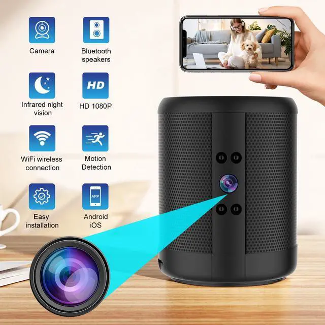 Alt view image 2 of 7 - TnoxHD Indoor Camera Bluetooth Speaker, HD Wireless Home Security Camera with Night Vision, Motion Detection 24/7 Recording, SD/Cloud Storage-WiFi Nanny Cam Baby Monitor