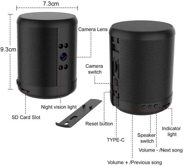 Alt view image 7 of 7 - TnoxHD Indoor Camera Bluetooth Speaker, HD Wireless Home Security Camera with Night Vision, Motion Detection 24/7 Recording, SD/Cloud Storage-WiFi Nanny Cam Baby Monitor