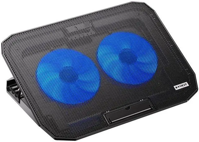 Main image of KYOLLY Ultra Slim Laptop Cooling Pad with 2 Quiet Big Fans, 5 Height Adjustable Ergonomic Stand, Portable Cooler for 10-15.6 Inch Laptops, Speed Control and 2 USB Ports