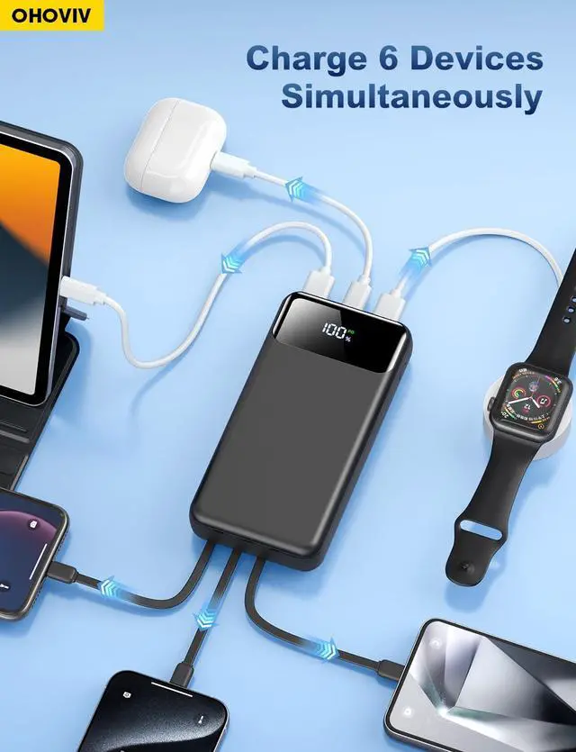 Alt view image 6 of 7 - OHOVIV Portable Charger Power Bank 50000mAh Battery Pack, 22.5W Fast Charging PowerBank with Built in Cables,Travel Camping Essential USB-C Portable Phone Charger for iPhone Samsung Pixel Android iPad