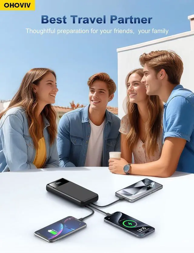 Alt view image 5 of 7 - OHOVIV Portable Charger Power Bank 50000mAh Battery Pack, 22.5W Fast Charging PowerBank with Built in Cables,Travel Camping Essential USB-C Portable Phone Charger for iPhone Samsung Pixel Android iPad