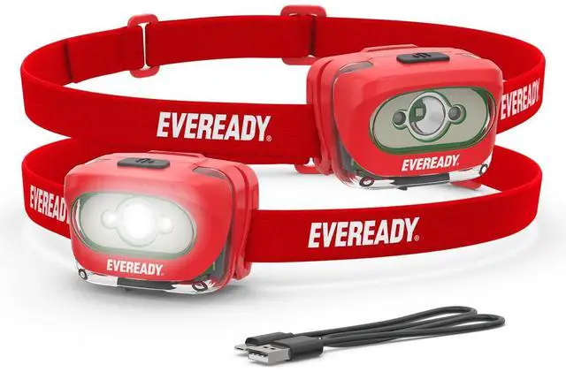 Main image of Eveready X200 LED Rechargeable Headlamps (2-Pack), Super Bright IPX4 Water Resistant Head Lights for Running, Camping, Emergency, Outdoors (USB Cable Included)
